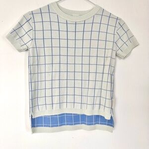 Amazing Tiny Cottons Kids Checkered Sweater - Cream and Blue
